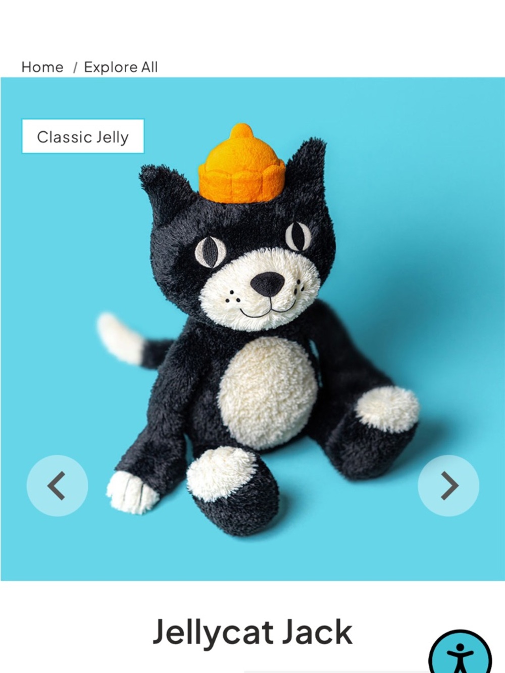 NWT Jellycat Black Jack Cat